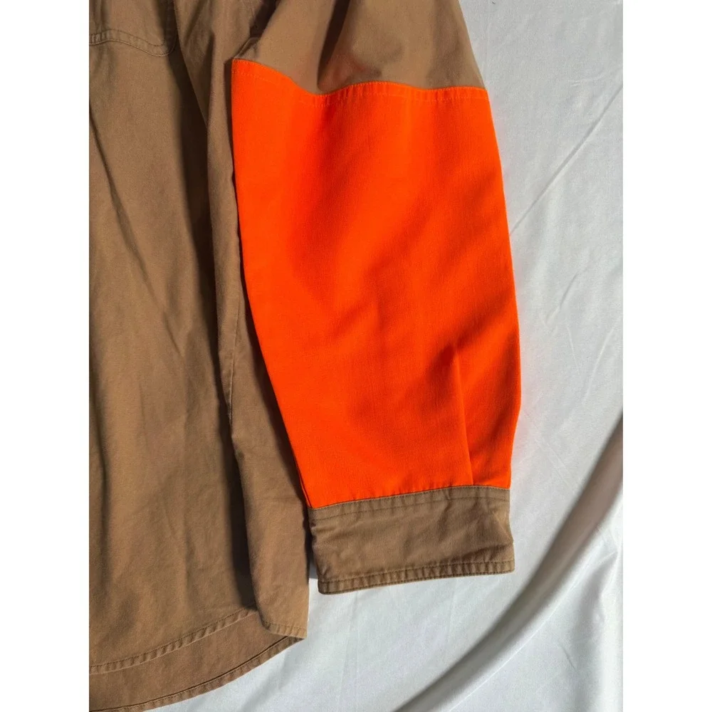 Columbia Sportswear Mens XL Shooting Shirt Blaze Orange Hunting Tan Canvas L/S